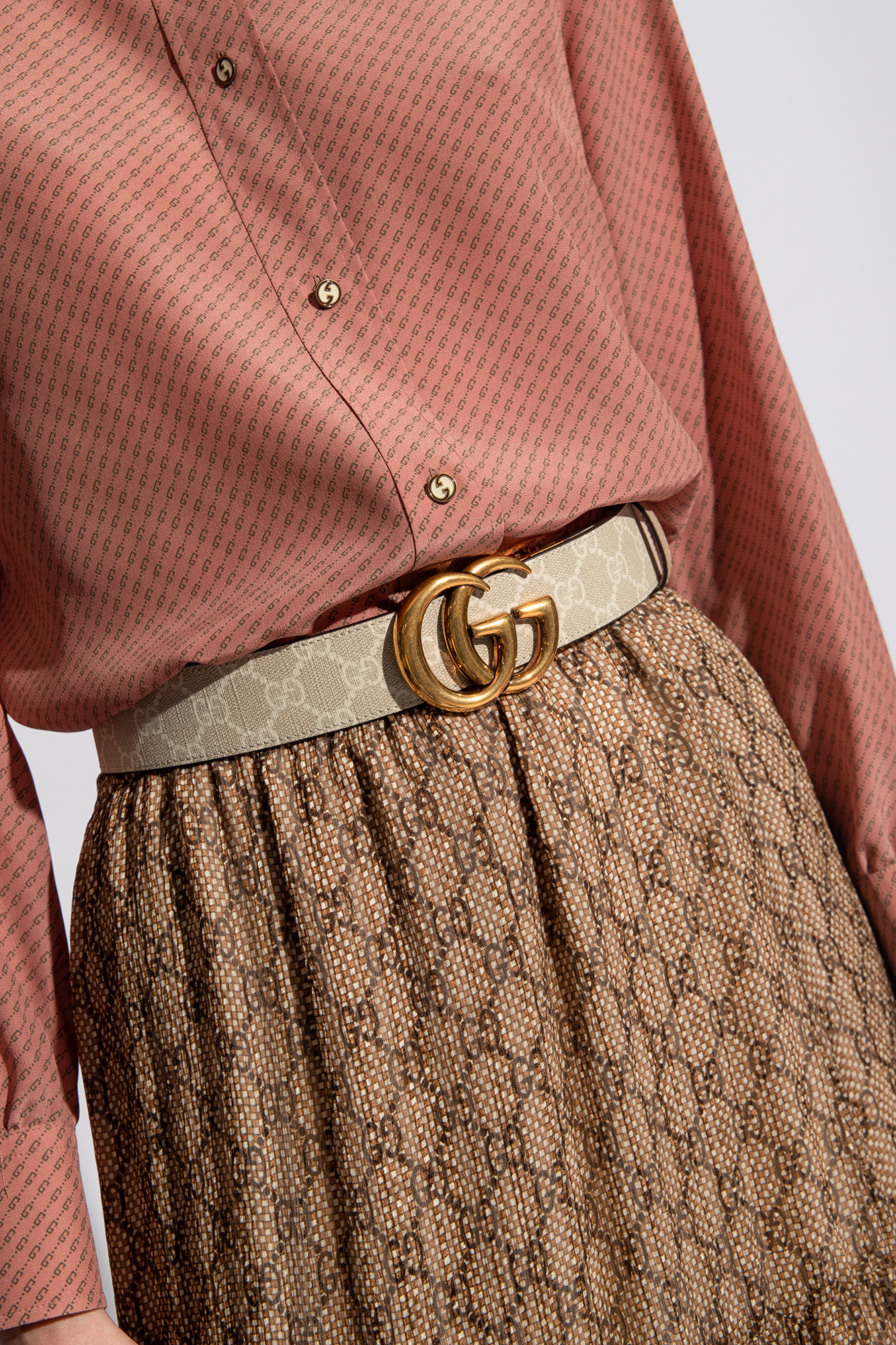 ベルト GUCCI Woman Belt Beige 79580292TIC 9796 Reversible GG Marmont thin belt in beige GG Supreme and red